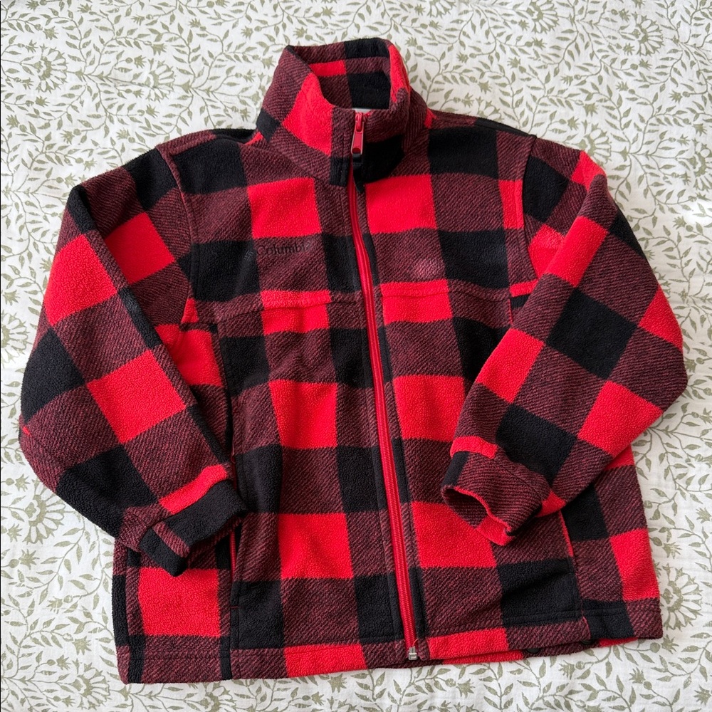 Columbia Red and Black Checkered Boys Fleece Jacket